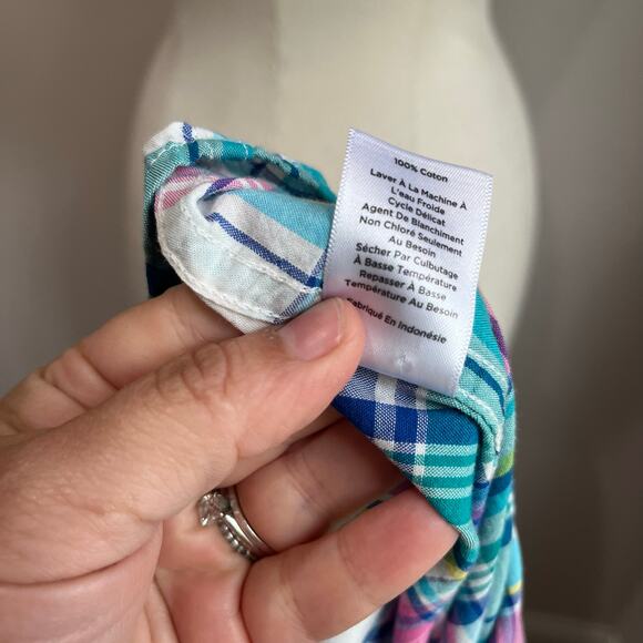 Talbots Plaid Preppy 100% Cotton Long Sleeve Button Down Blouse Sz M - Picture 8 of 8